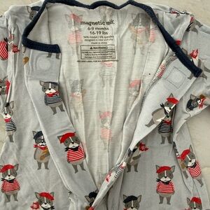 Magnetic Me Gray Onesie with Red and Navy Dog Print
